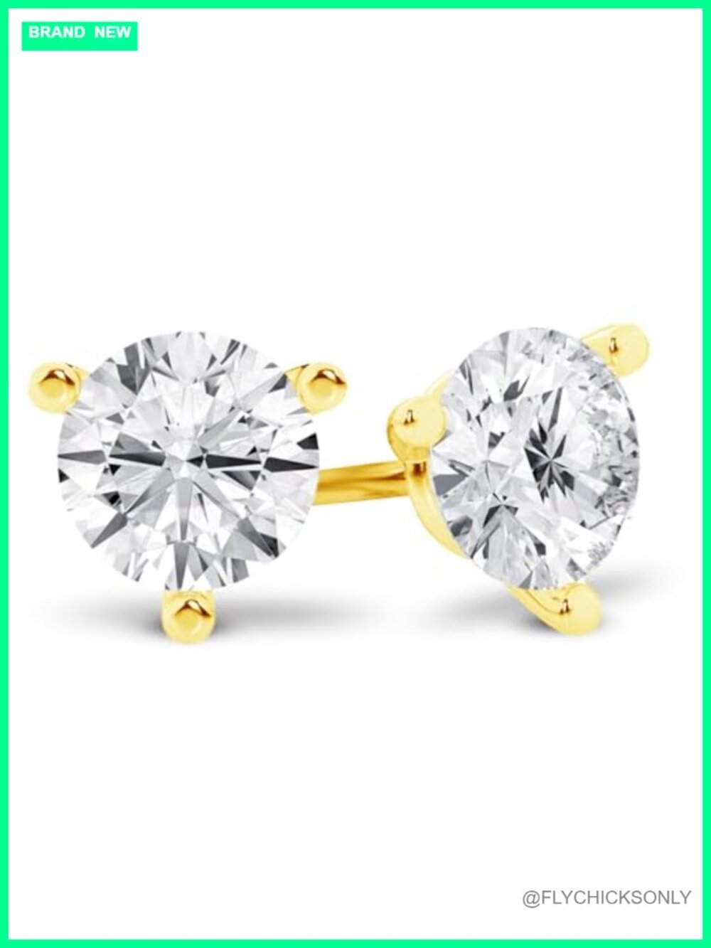 1.0ct Lab Grown Diamond Stud Earrings 14K Yellow Gold Screw-Back